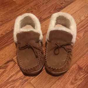 J Crew furry moccasins